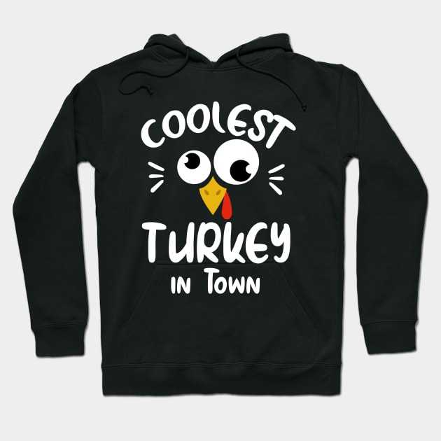 Coolest Turkey in Town Funny Tshirt for kids best gift for thanksgiving Hoodie by Pigmentdesign